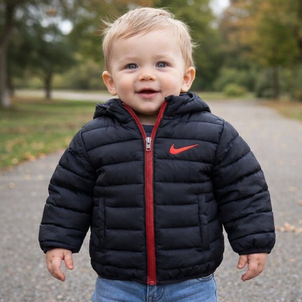 Nike Toddler Boys 18 Months Black Insulated Winter Puffer Hooded Jacket